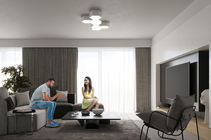 Plafond SUNDE 13 vit +2x LED-lampa E27 3000K varm 7,5W 620lm