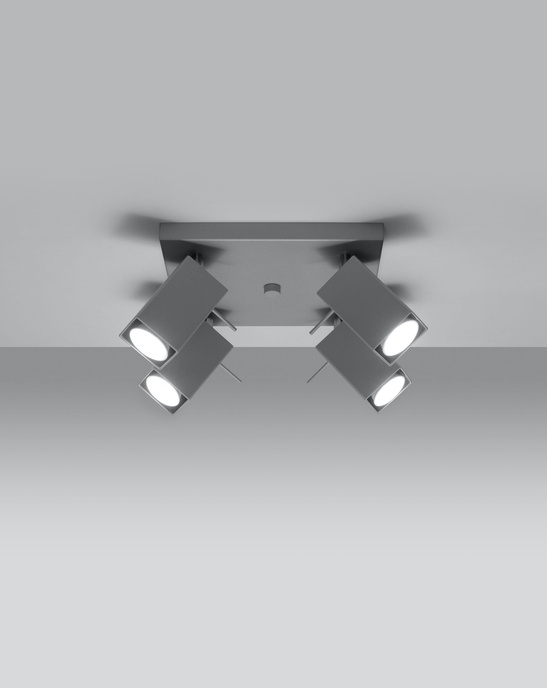 Plafond MERIDA 4 grå + 4x LED-lampa GU-10 4000K kall 7W 630lm