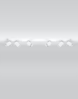 Plafond MERIDA 6L vit + 6x LED-lampa GU-10 3000K varm 7W 620lm