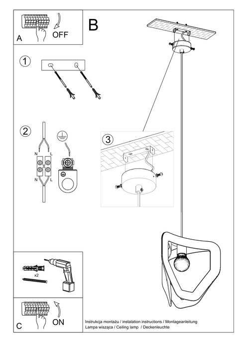 TRES taklampa vit + 1x LED-lampa E27 4000K Kall 7,5W 650lm