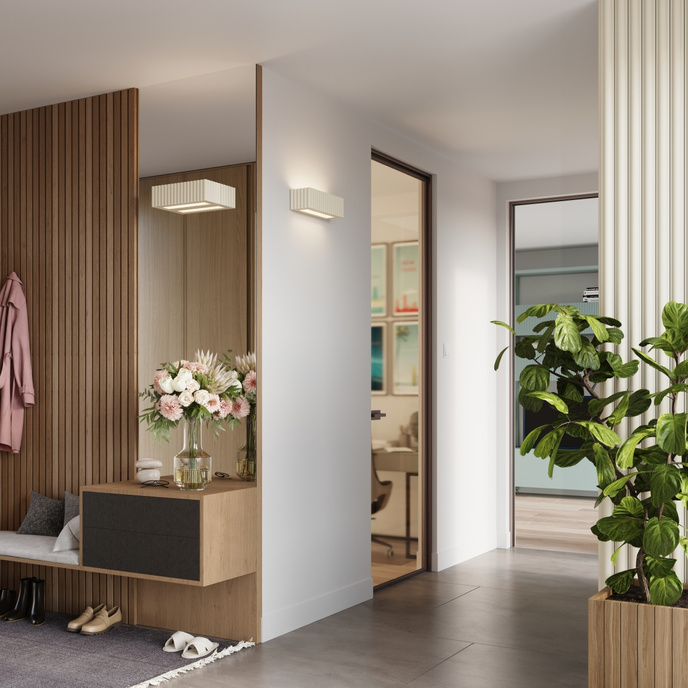 Vägglampa keramik RIGATA beige