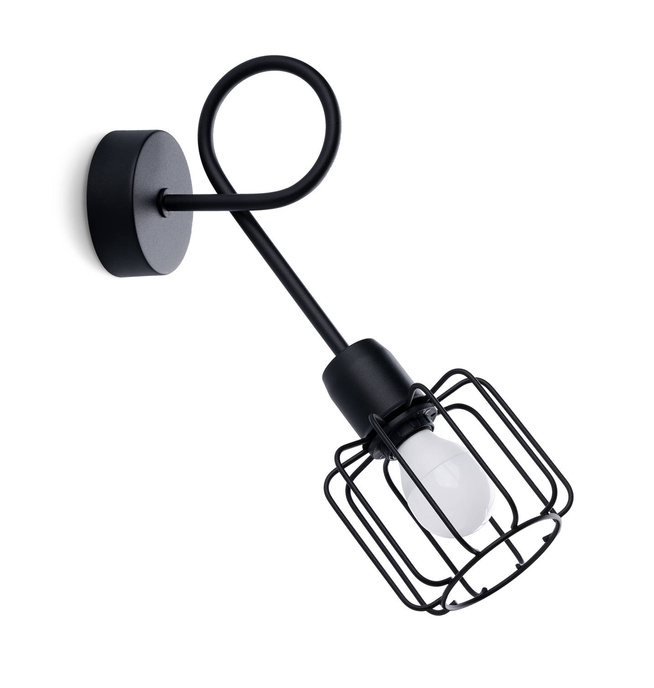 Vägglampa BELUCI 1S svart + 1x LED-lampa E14 3000K varm 7,5W 620lm