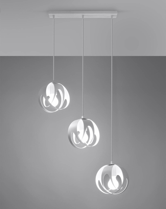 TULOS 3L taklampa vit + 3x LED-lampa E27 3000K varm 7,5W 620lm