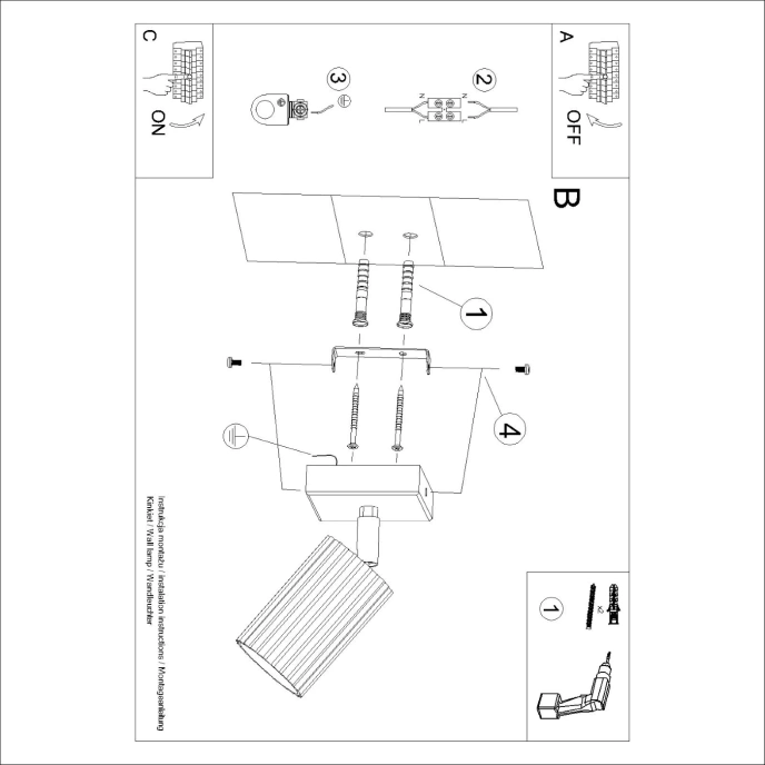 Vägglampa KARBON vit