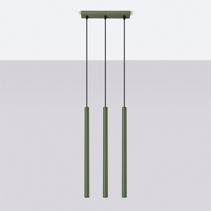 PASTELO 3P taklampa olivgrön + 3x LED-lampa G9 3000K varm 4,5W 450lm