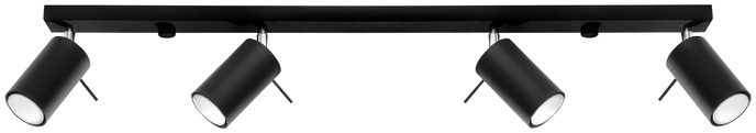 Plafond RING 4L svart + 4x LED-lampa GU-10 3000K varm 7W 620lm