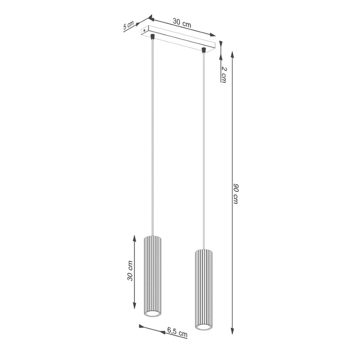 Pendellampa KARBON 2 guld + 2x LED-lampa GU-10 4000K Cold 7W 530lm