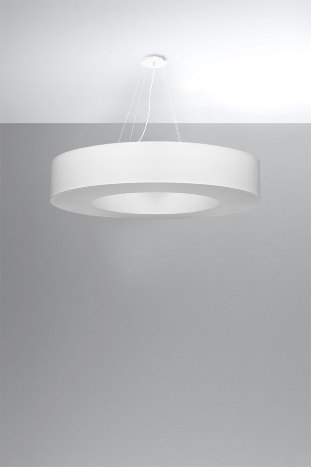 Ljuskrona SATURNO 90 vit + 8x LED-lampa E27 3000K varm 7,5W 620lm