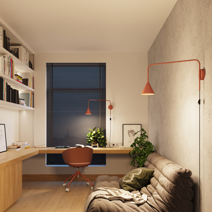 Vägglampa NOX ockraröd + 1X LED-lampa E14 4000K Cold 7,5W 680lm