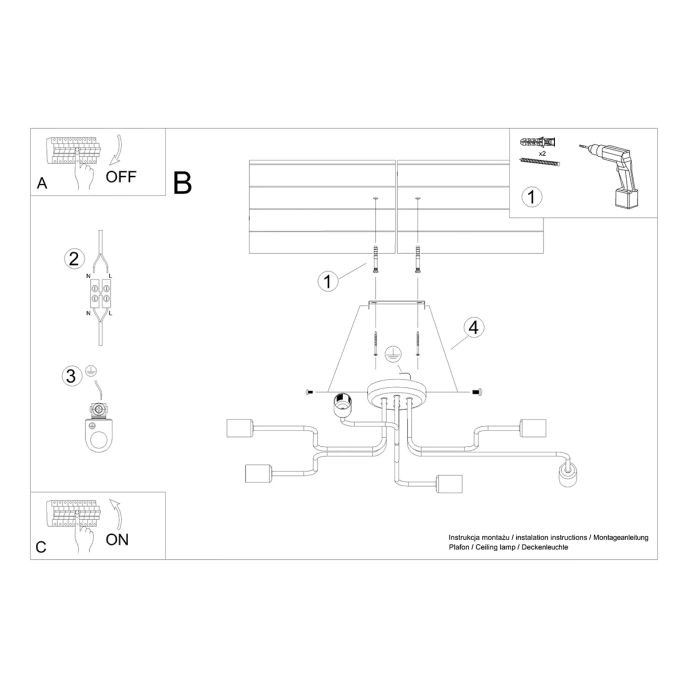 Ljuskrona VECTOR 6 svart