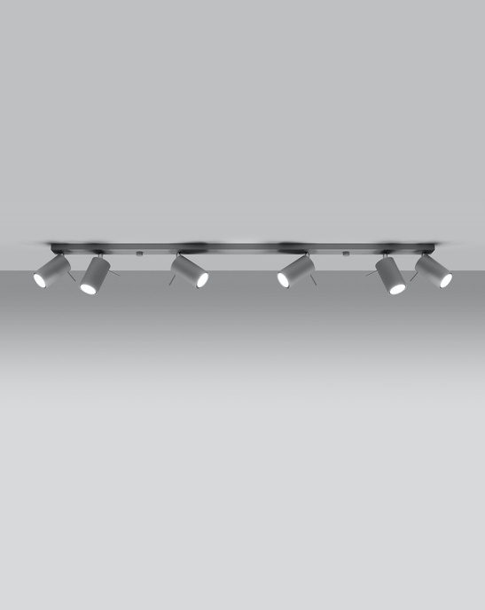 Plafond RING 6L grå + 6x LED-lampa GU-10 4000K kall 7W 630lm