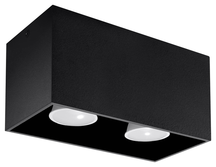 Plafond QUAD MAXI black+ 2x LED-lampa GU-10 3000K varm 7W 620lm