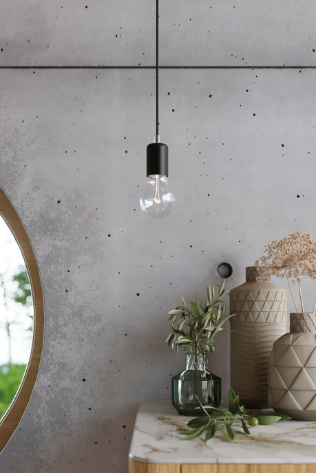 Vägglampa EDISON svart + 1x LED-lampa E27 4000K Cold 7,5W 650lm