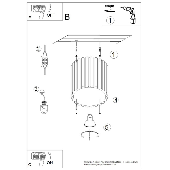 Taklampa AURA 1 taupe GU10