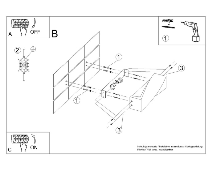 Sigma vägglampa i betong + 2x LED-lampa E27 3000K varm 7,5W 620lm