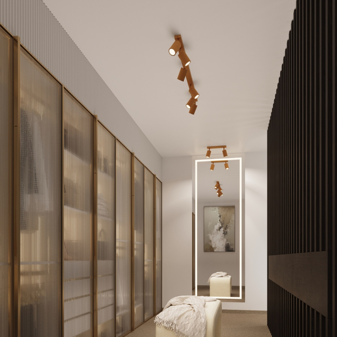 Plafond KARBON 30 guld + 1x LED-lampa GU-10 3000K varm 7W 510lm