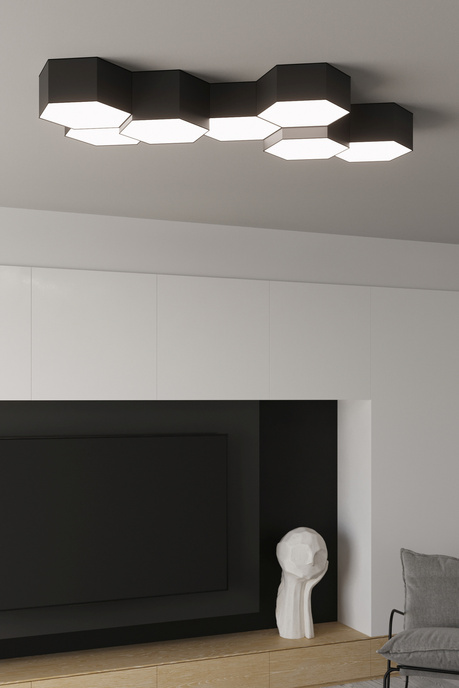 Plafond SUNDE 13 svart + 2x LED-lampa E27 3000K varm 7,5W 620lm