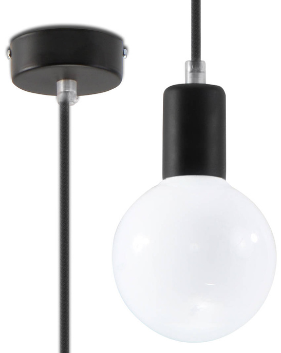 EDISON taklampa svart + 1x LED-lampa E27 3000K varm 7,5W 620lm