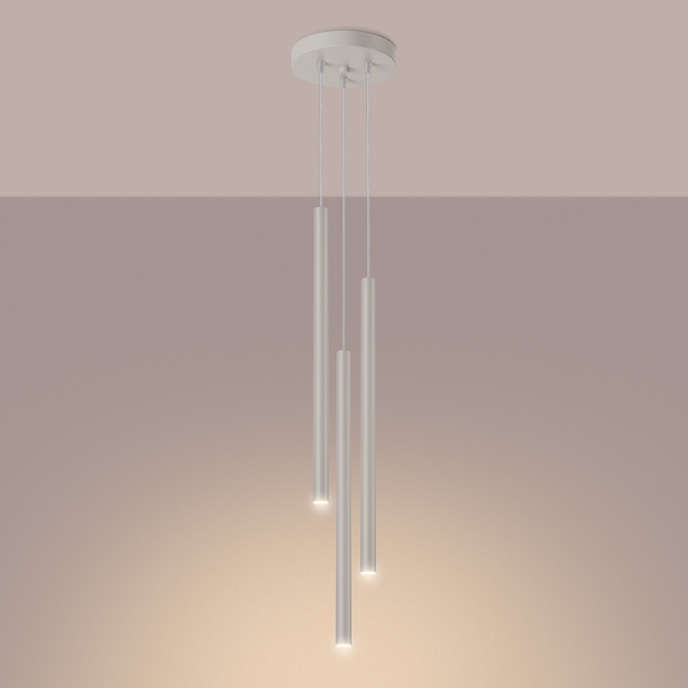 PASTELO 3P taklampa beige + 3x LED-lampa G9 3000K varm 4,5W 450lm