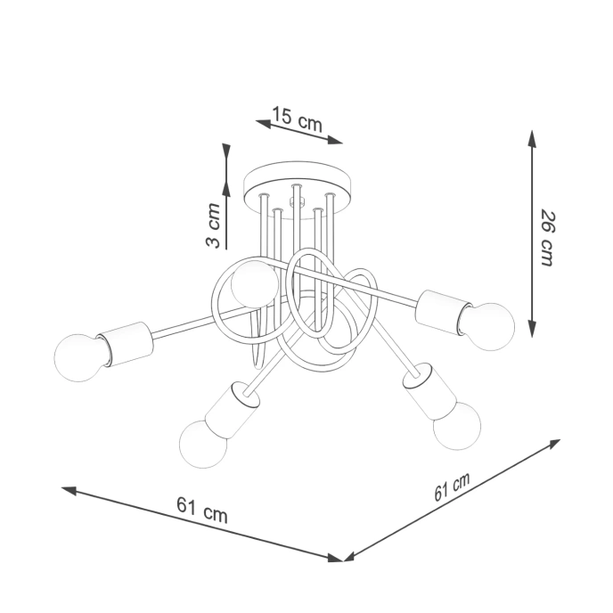 Ljuskrona EMBER 5 schwarz