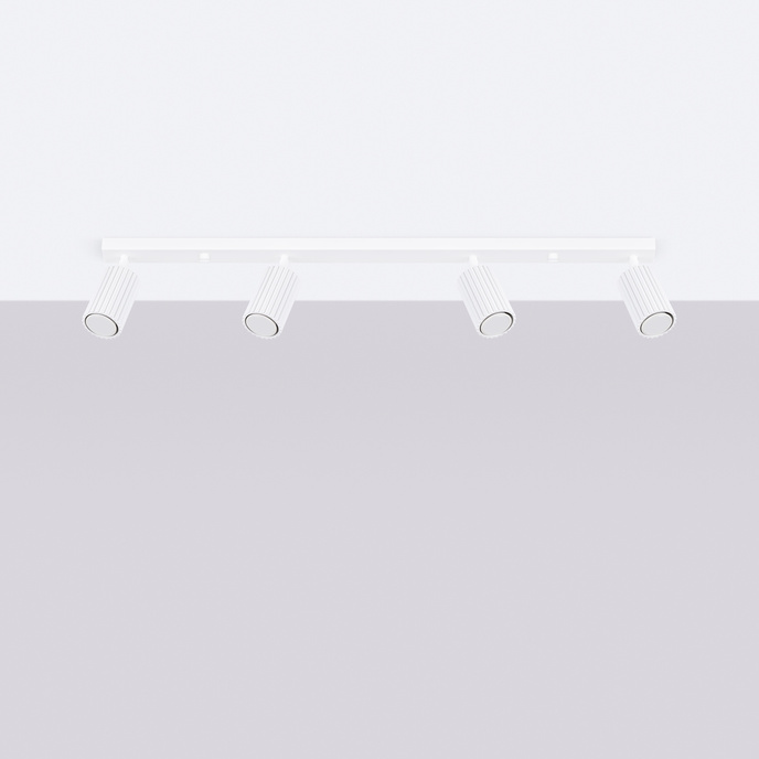 Plafond KARBON 4L vit + 4x LED-lampa GU-10 3000K varm 7W 510lm