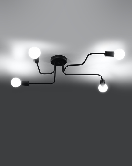 Ljuskrona VECTOR 4 svart + 4x LED-lampa E27 3000K varm 7,5W 620lm