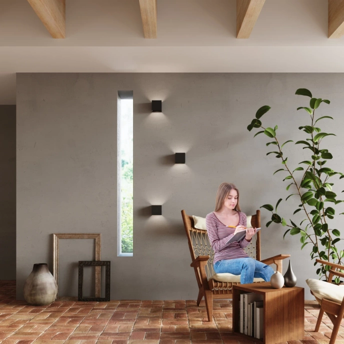 Vägglampa LUCA svart LED IP54