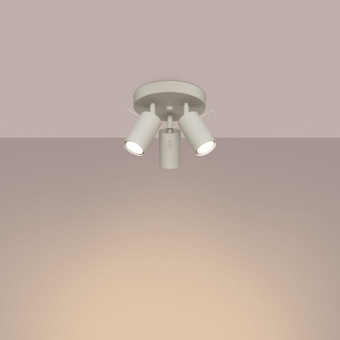 Plafond RING 3P beige + 3x LED-lampa GU-10 4000K Kall 7W 530lm