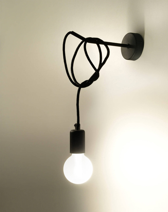 Vägglampa EDISON svart +1x LED-lampa E27 3000K varm 7,5W 620lm