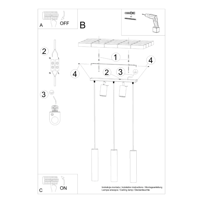 Pendel lampa RING 3 vit