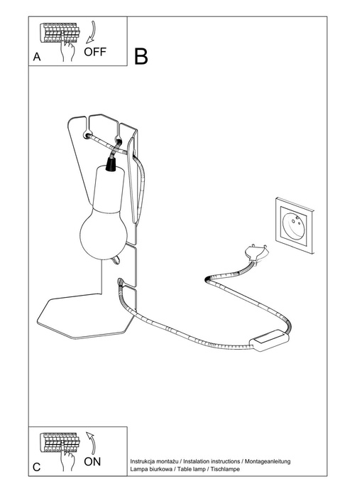 Skrivbordslampa ARBY vit + 1x LED-glödlampa E27 3000K varm 7,5W 620lm