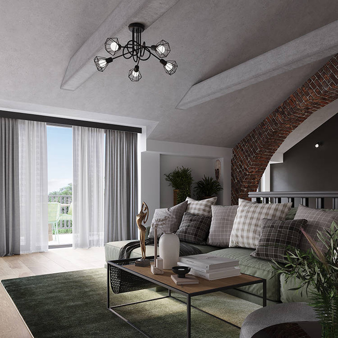 Plafond ARTEMIS 2 svart + 2x LED-lampa E14 4000K Kall 7,5W 680lm