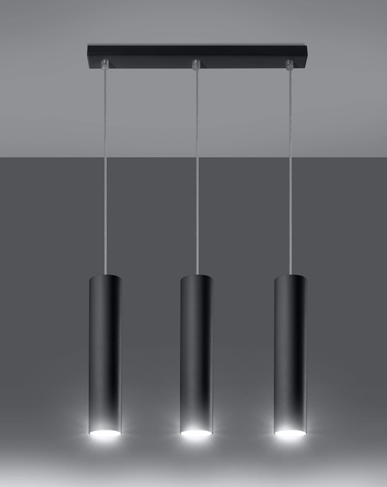 LAGOS 3 pendellampor svart + 3x LED-lampa GU-10 4000K Cold 7W 630lm