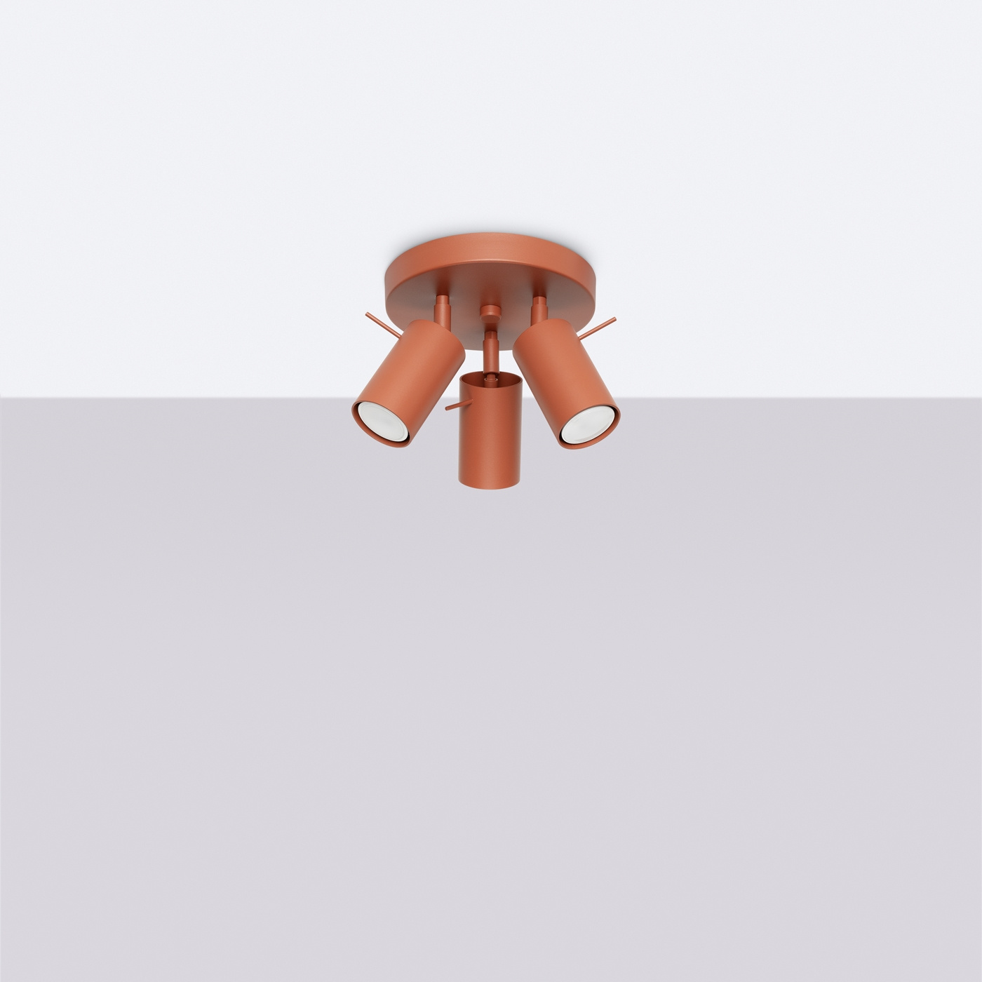 Plafond RING 3P ockraröd + 3x LED-lampa GU-10 3000K varm 7W 510lm