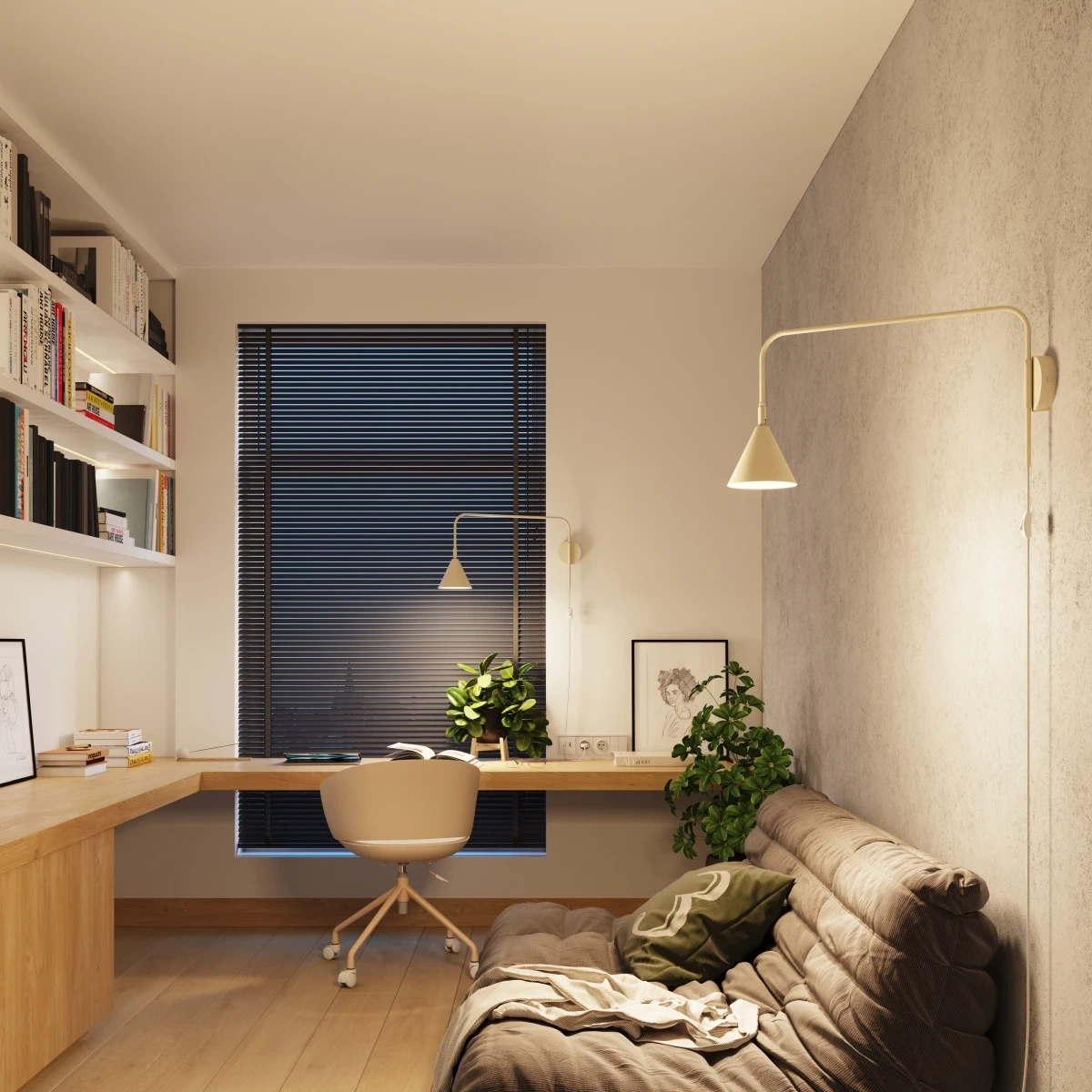 Vägglampa NOX beige