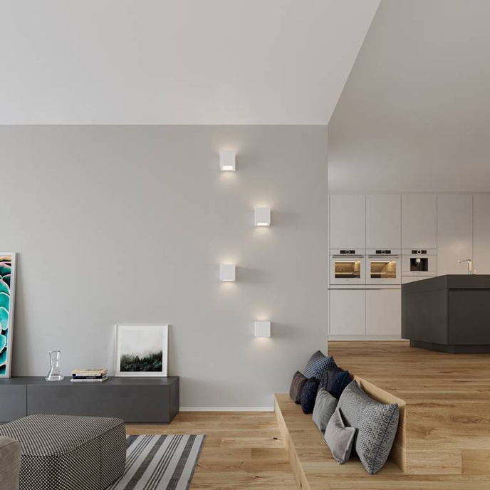 Keramisk vägglampa LEO vit + 1x LED-lampa E27 3000K varm 7,5W 620lm