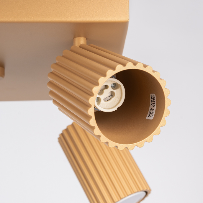 Plafond KARBON 4 guld + 4x LED-lampa GU-10 3000K varm 7W 510lm