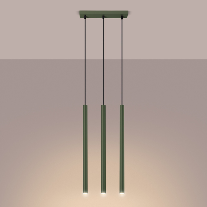 PASTELO 3P taklampa olivgrön + 3x LED-lampa G9 3000K varm 4,5W 450lm