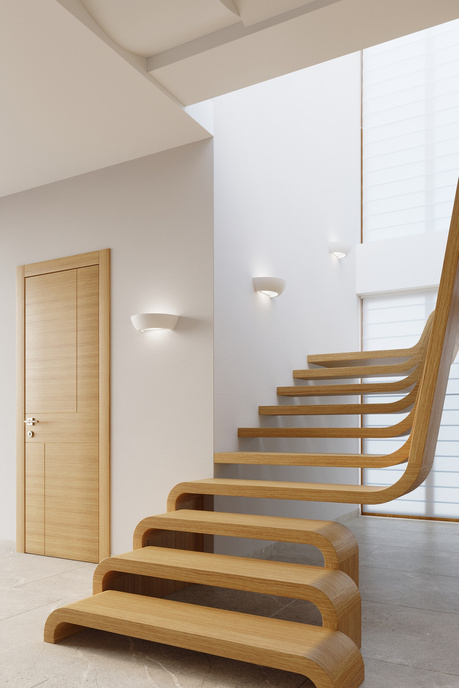 OSKAR keramisk vägglampa vit + 1x LED-lampa E27 4000K Kall 7,5W 650lm