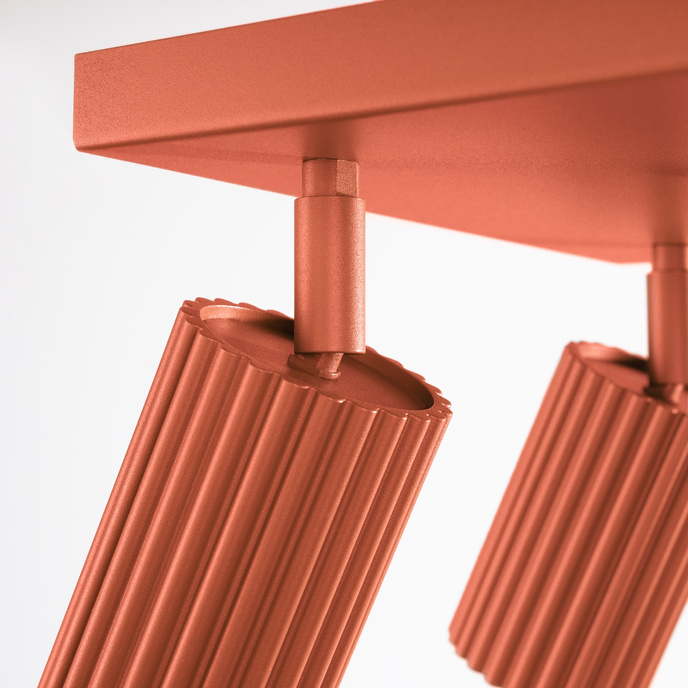 Plafond KARBON 4 ockraröd + 4x LED-lampa GU-10 4000K Kall 7W 530lm