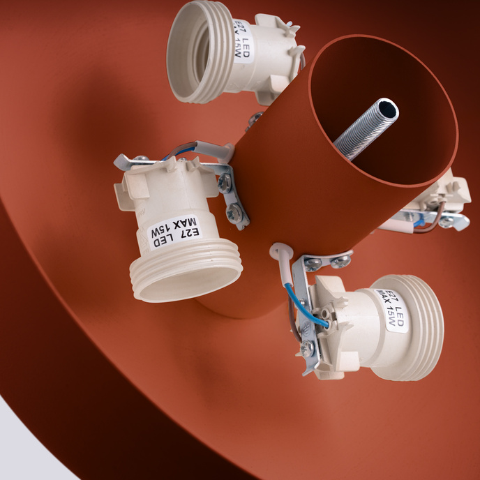 Plafond OMIQ ockraröd + 4X LED-lampa E27 4000K Kall 7,5W 690lm