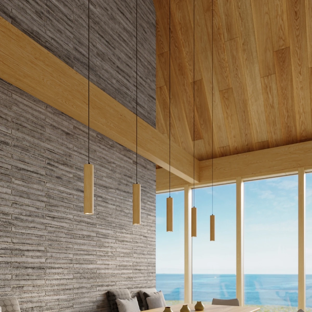 LINO 3 taklampa i naturligt trä