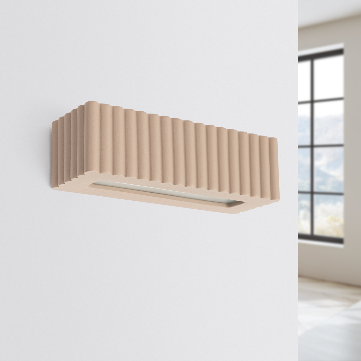 Vägglampa keramik RIGATA taupe