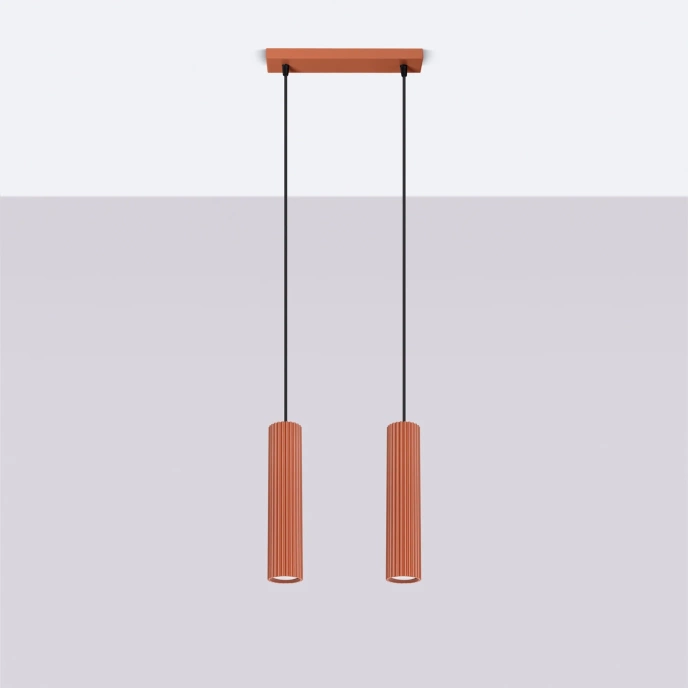 Pendellampa KARBON 2 röd ockra