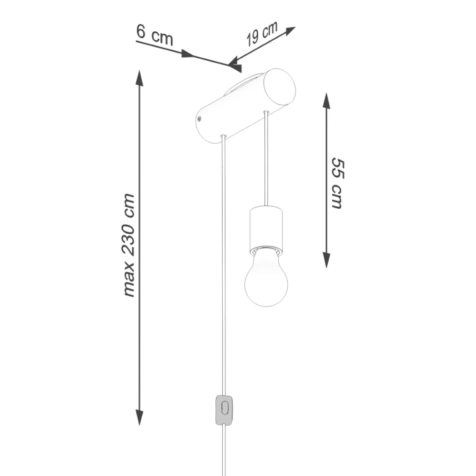NIMBI E27 vägglampa med strömbrytare