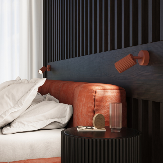 Vägglampa KARBON ockraröd med strömbrytare + 1x LED-lampa GU-10 3000K varm 7W 510lm