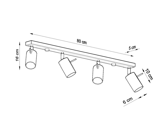 Plafond RING 4L svart + 4x LED-lampa GU-10 3000K varm 7W 620lm