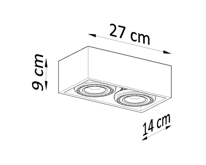 Plafond QUATRO 2 betong + 2x LED-lampa GU10 AR111 4000K COLD 12W 850lm