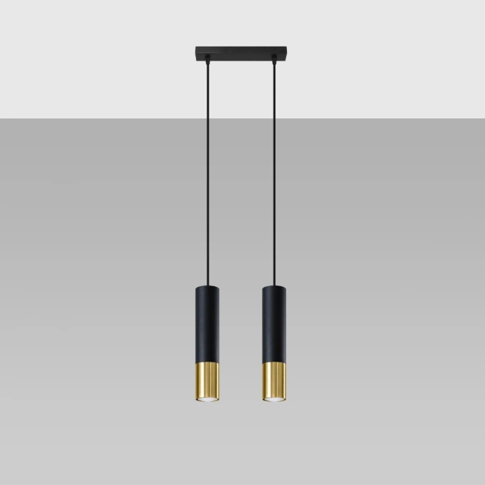 LOOPEZ 2 pendellampa svart/guld
