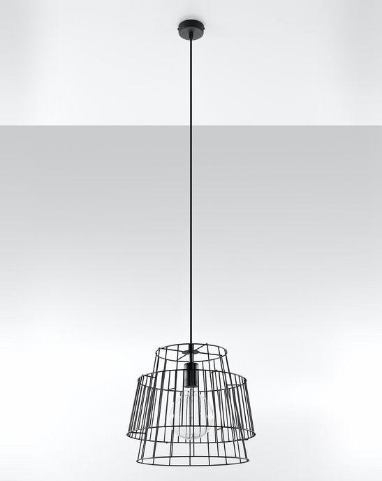 GATE taklampa svart + 1x LED-lampa E27 4000K Cold 7,5W 650lm